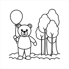 Teddy Bear Forest Scene Vector Art