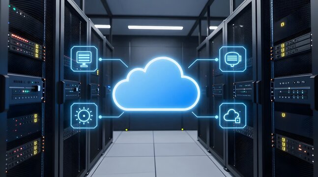 Cloud computing technology concept for data storage and networking in server room - Powered by Adobe