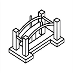 Isometric Road Bridge Architecture Vector