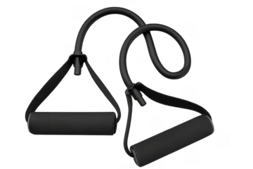 Black resistance band for fitness workout on transparent background