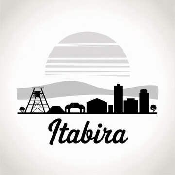 Itabira Skyline Silhouette &mdash; A Mining City and Cultural Landmark of Minas Gerais Vector Illustration