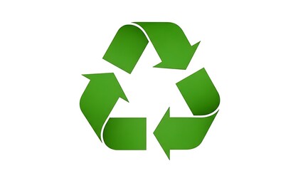 Fototapeta premium Green recycling symbol with three arrows on white background eco-friendly 1