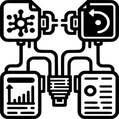 Fototapeta premium Data Synergy in the Digital Age: An illustration showcasing the intricate interconnections of data and information flow within a digital ecosystem.