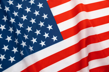 Obraz premium United states flag USA featuring red stripes, white stripes, blue canton, and white stars, creating background patriotic