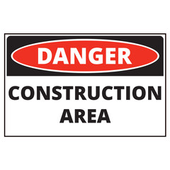 Danger construction area sign isolated on a white background