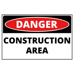 Danger construction area sign isolated on a white background