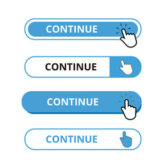 White and blue continue bar buttons isolated on a white background