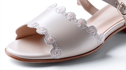 Elegant open-toe women's sandal with floral embroidery for summer