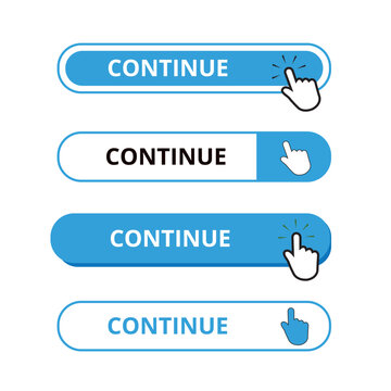 White and blue continue bar buttons isolated on a white background