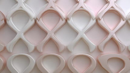 Abstract pattern of interlinked pink and white female symbols  