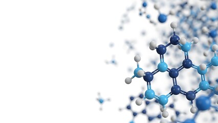Molecular structure with blue and white atoms on a white background molecules