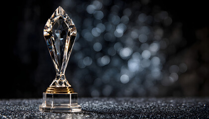 Shining crystal trophy award for the first place winner and champion of a victory ceremony