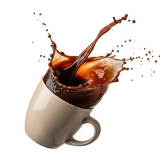 Coffee splash isolated on transparent background