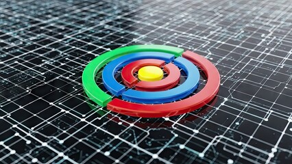 Vibrant circular graph on futuristic circuit board background