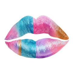 Colorful Lip Print With Rainbow Gradient: Vibrant Lip Art For Fashion, Beauty, And Creative Design