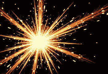 Vivid and Explosive Burst of Radiant Light with Glowing Embers on a Dark Background Capturing the Energy and Dynamism of a Firework Display in Motion