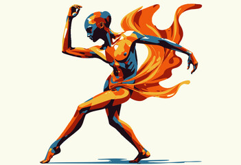 Vibrant Abstract Dance Performance Capturing Motion and Energy with Multicolored Flowing Forms and Expressive Movement in a Striking Artistic Representation