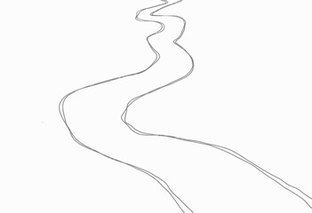 A Serpentine Black Line Curving Gracefully on a Pristine White Background Symbolizing Simplicity and Fluid Motion in Abstract Artistic Expression