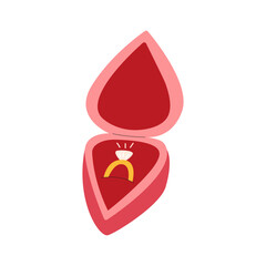 Engagement ring in heart box vector flat illustration