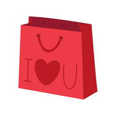 Shopping bag I love you vector flat illustration