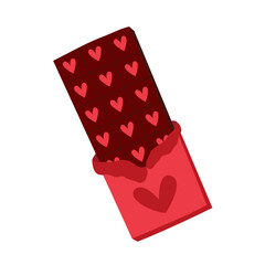 Chocolate bar with hearts vector flat illustration