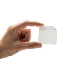 Hand holding paper envelope isolated on transparent background