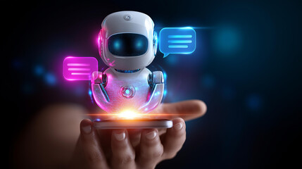 Chatbot conversation AI artificial intelligence, online customer service technology, digital chatbot robot application, OpenAI generate visualization, futuristic technology virtual