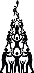 Teamwork Human Pyramid Formation Collaborative Effort Group Activity Silhouette Icon Graphic Design Concept