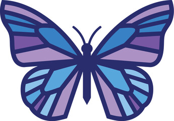 Detailed Blue and Purple Butterfly Illustration, Insect Subject, Graphic Art, Colorful Environment, Close-up View, Digital Vector Concept for Nature and Wildlife