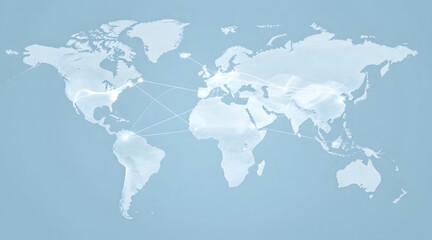 Global connections are highlighted in a modern world map design against a pale blue backdrop