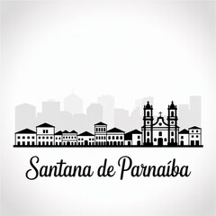 Obraz premium Santana de Parnaíba Skyline Silhouette — A Colonial Heritage City of São Paulo Vector Illustration