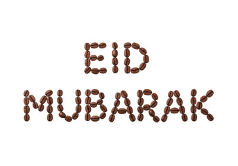 eid mubarak coffee bean typography on white background