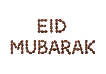 eid mubarak coffee bean typography on white background