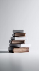 Stacked blank tiles with warm wood accent and gradient background texture