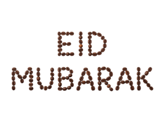 eid mubarak coffee bean lettering on white background