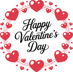 Happy Valentine&rsquo;s Day Red Heart Circle Love Design. Suitable for greeting card, background, banner
