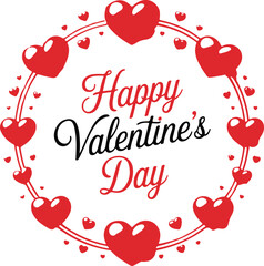 Happy Valentines Day Text Design with Hearts
