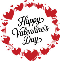 Red hearts and love letters round frame. Happy Valentines Day wreath. February, 14. Greeting card, banner, poster, flyer, advertising, sale.
