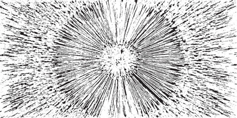 Obraz premium Circular starburst explosion texture. Distressed uneven grunge background. Abstract vector illustration. Overlay to create interesting effect and depth. Isolated on white background.