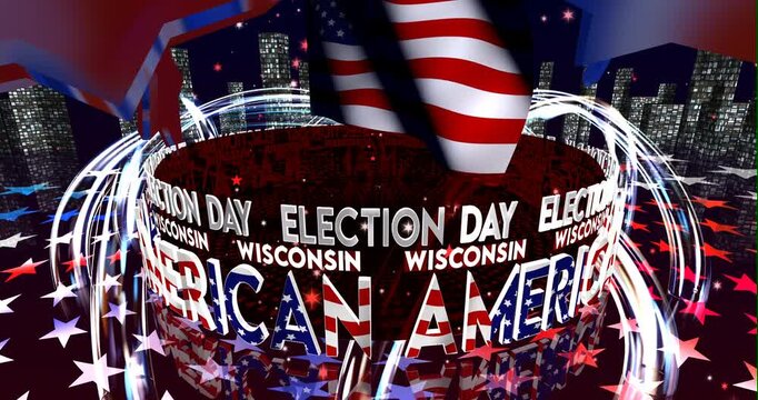 Election Day in Wisconsin &ndash; American Voting, Democracy and Patriotic Background Video