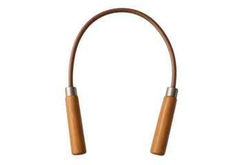 Skipping rope with wooden handles on transparent background