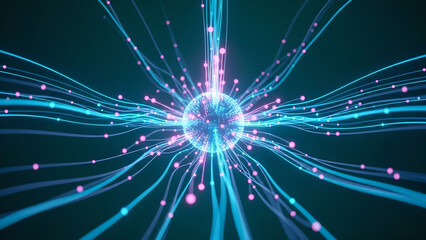 Artificial Intelligence Network Data Flow Blue Pink Abstract