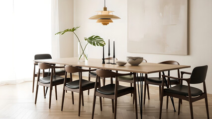 Modern Dining Room Interior Minimalist Home Decor Wooden Table