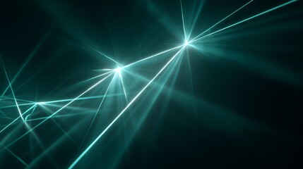 Abstract light rays forming dynamic patterns with glowing teal and blue colors against a dark background, creating an energized and futuristic visual effect