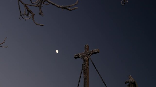 the cross of jesu in winter 4k 25fps video