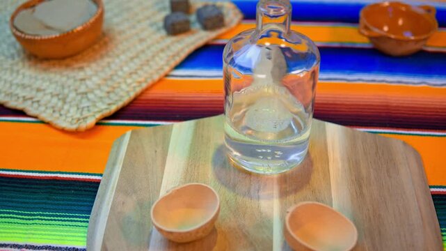 Traditional mexican mezcal tasting experience with worm salt