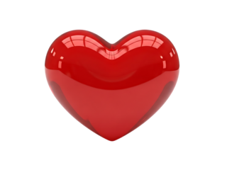 3d red heart icon isolated on transparent background