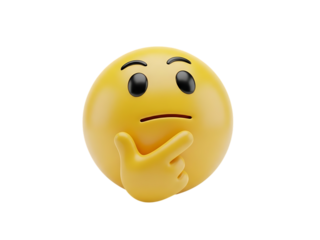 Thinking emoji face isolated on transparent background