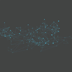 Tech Universe Glowing Nodes in Virtual Space. Vector Abstract Background