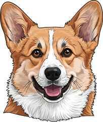 Pembroke Welsh Corgi dog smiling face closeup headshot portrait